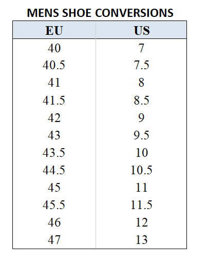 size conversion chart womens to mens shoes